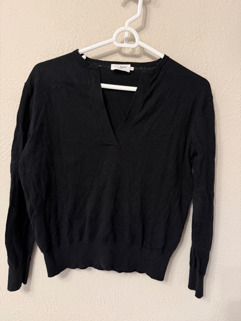 The Reset R Label size XS black V-neck pullover sweater cotton linen blend